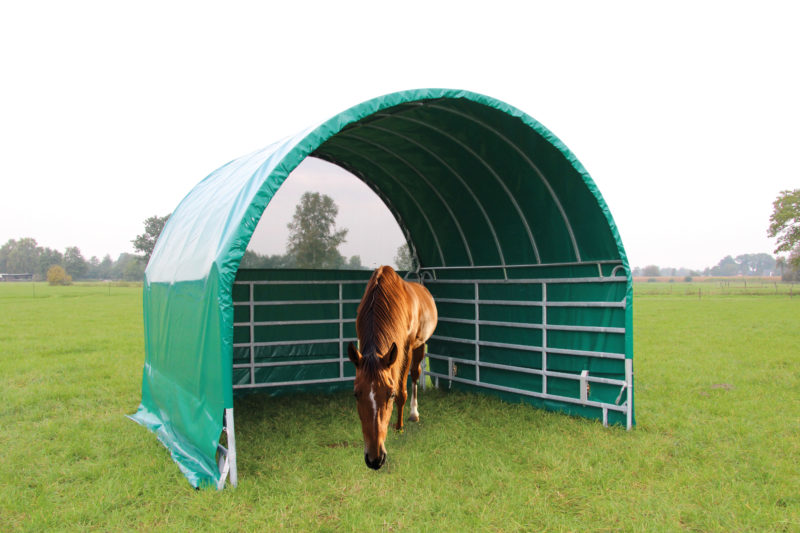 Unsere Weidezelte sind ein geeigneter Unterstand für Pferde.